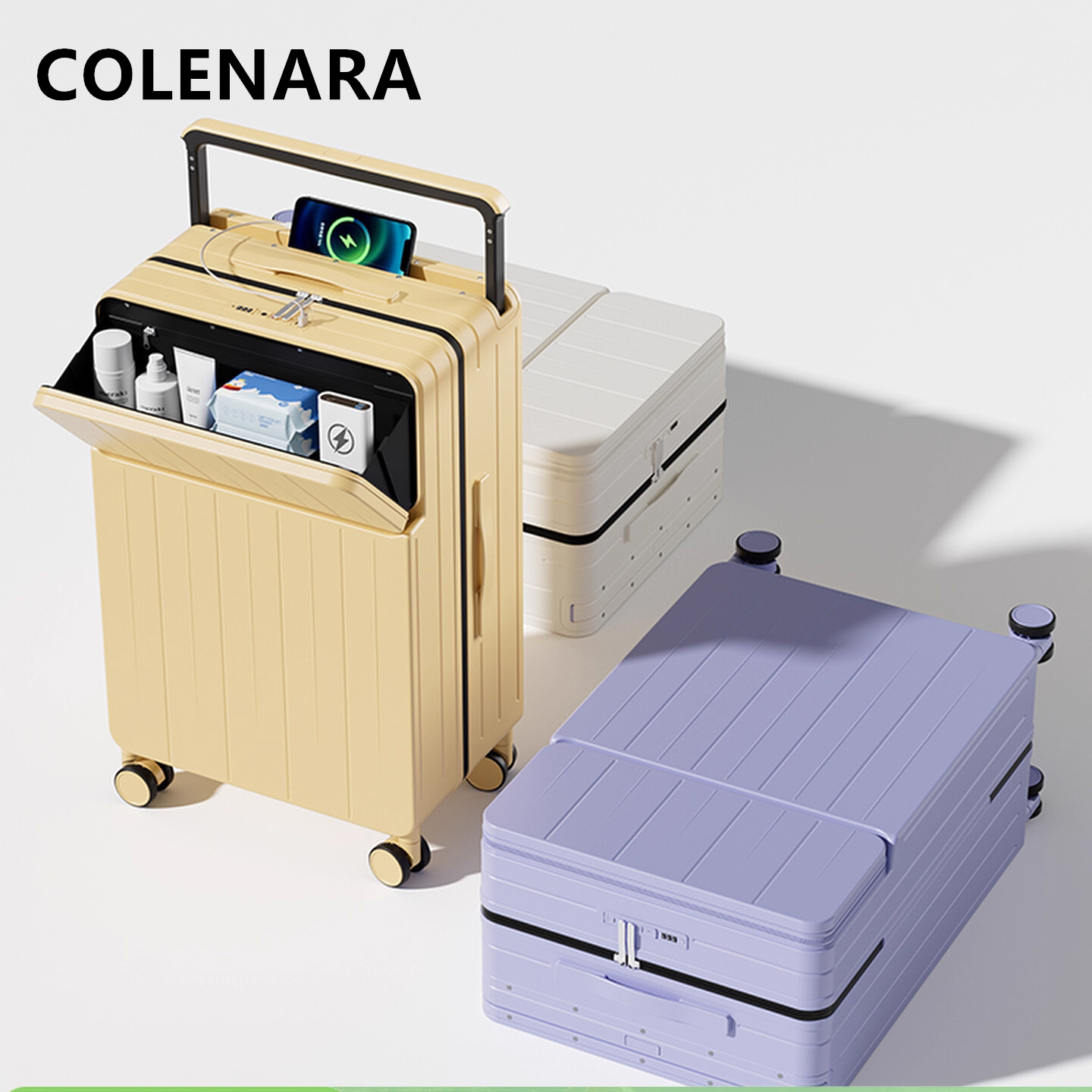 Front Opening Laptop Luggage 24 Inch - กระเป๋าเดินทางอเนกประสงค์ COLENARA พร้อมช่องชาร์จไฟ กระเป๋าเดินทางแบบเปิดด้านหน้า ใส่แล็ปท็อปได้ ขนาด