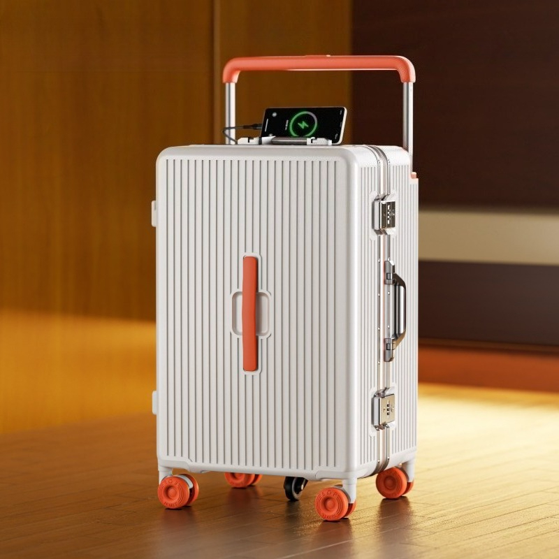 Aluminum Frame Carry On Luggage - กระเป๋าเดินทางแบบมีหูหิ้วกว้าง 20-28 นิ้ว โครงอะลูมิเนียม กระเป๋าเดินทางขึ้นเครื่องขนาดใหญ่ พร้อมที่วางแก้ว