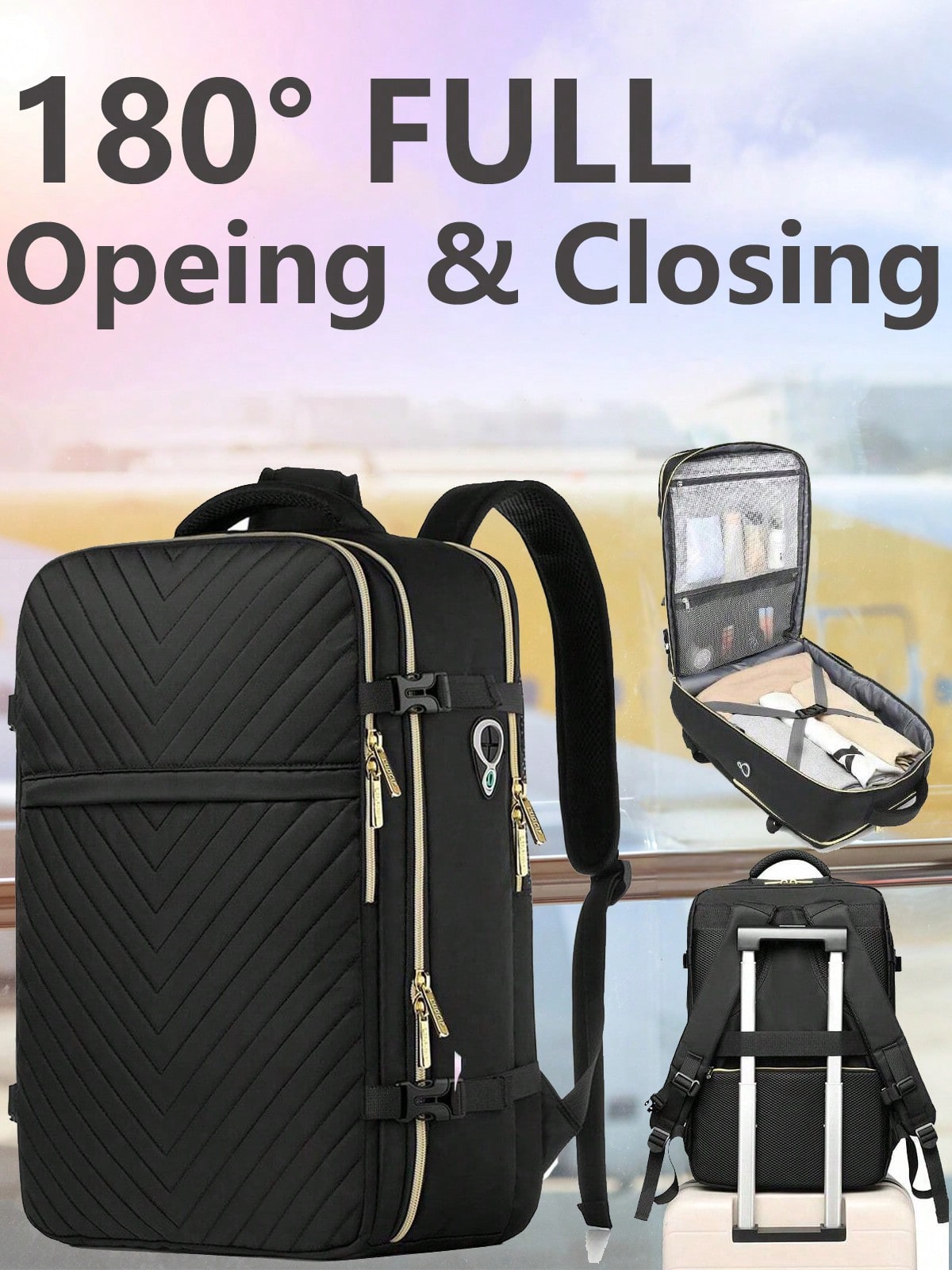 Luggage - กระเป๋าเป้เดินทางขนาดใหญ่ - กระเป๋าเป้กันน้ำป้องกันการโจรกรรมที่ได้รับการอนุมัติสำหรับขึ้นเครื่องบิน เหมาะสำหรับผู้หญิงและผู้ชาย ใส่แล็ปท็อปขนาด 17