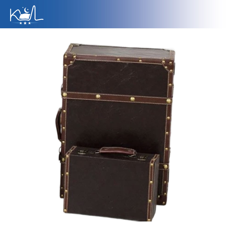 Retro Vintage Trunk Suitcase - กล่องเก็บของตกแต่งสไตล์วินเทจสีน้ำตาล, กล่องเก็บของขนาดใหญ่สไตล์เรโทรแบบดิสเทรส สำหรับตกแต่งบ้านและจัดแสดง