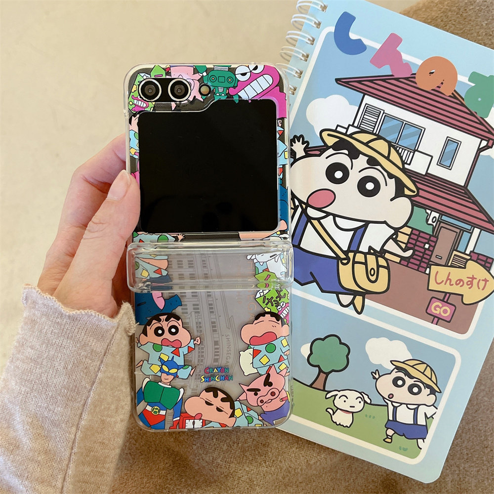 Wallets - เคสโทรศัพท์ลายการ์ตูนญี่ปุ่นน่ารัก ลายอนิเมะ เครยอน ชินจัง พร้อมช่องใส่บัตร สำหรับ