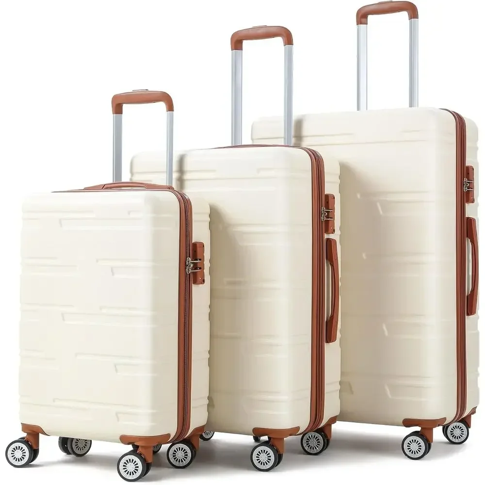 Expandable Hard Shell Luggage Set - ชุดกระเป๋าเดินทางแบบแข็ง 3 ชิ้น ขยายได้ พร้อมล้อหมุน (20/24/28