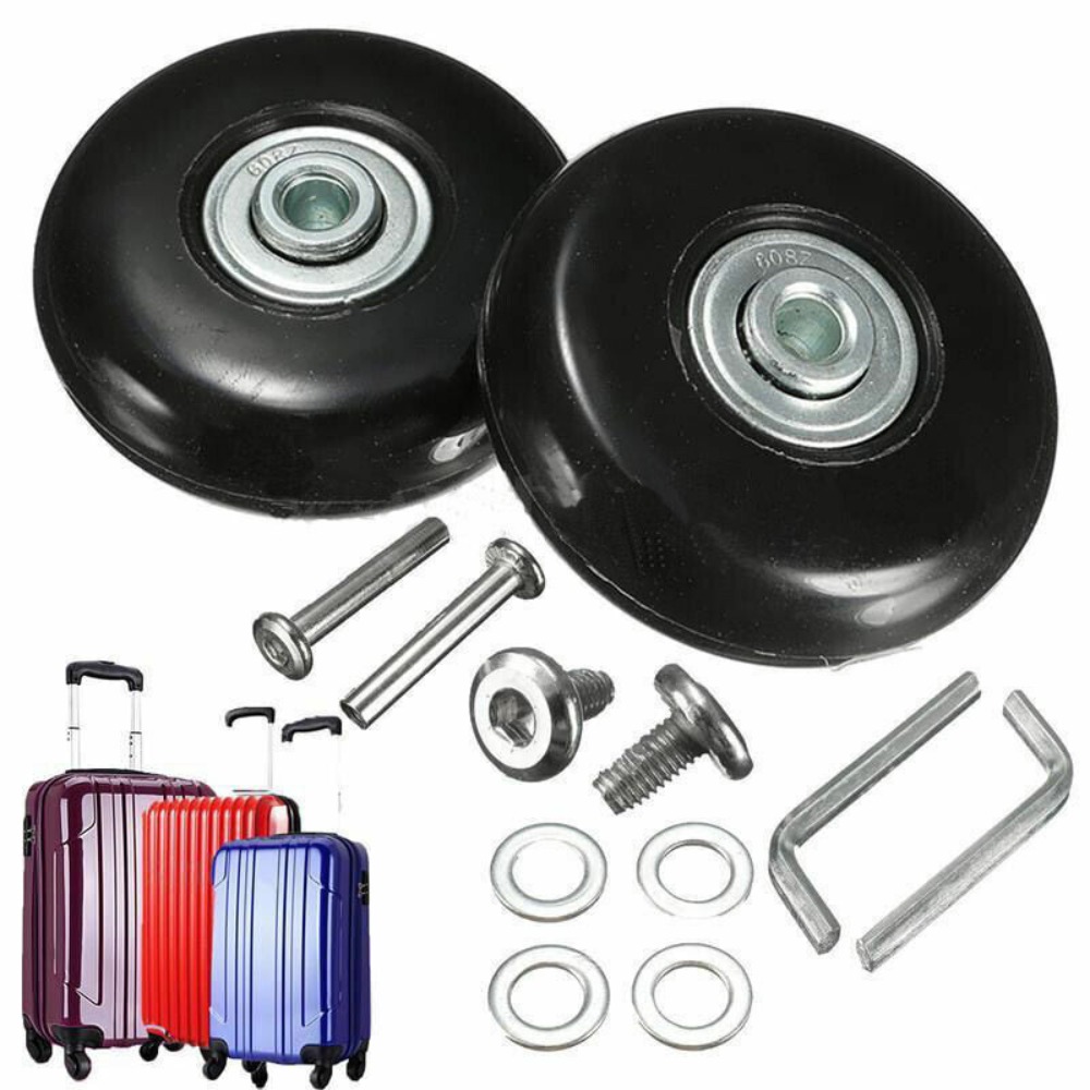 Silent Replacement Luggage Wheels - 2 ชิ้นเปลี่ยนล้อพร้อมสกรูสําหรับกระเป๋าเดินทางกระเป๋าเดินทางล้อเพลาชุดซ่อม 40/45/50/60 มิลลิเมตรเงียบล้อซ่อม