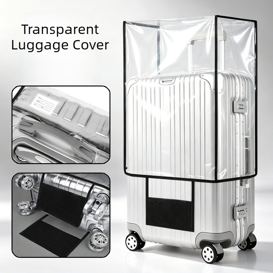 Luggage Protective Cover Transparent - ผ้าคลุมกระเป๋าเดินทาง PVC ใส กันน้ำ ทนทานต่อการสึกหรอ ป้องกันฝุ่น