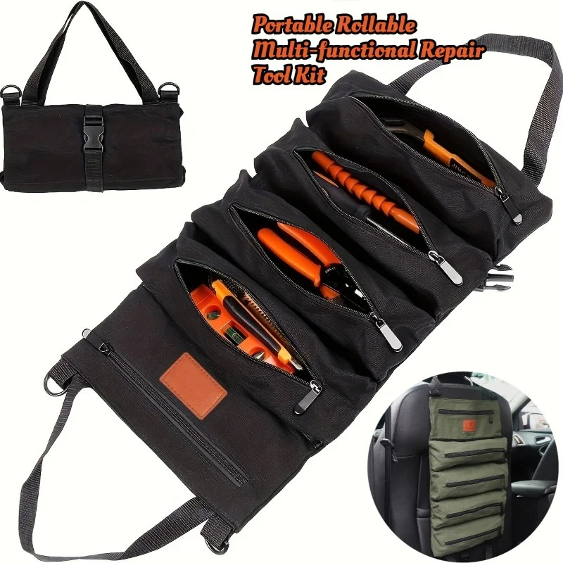 Foldable Rolling Luggage Bag - กระเป๋าผ้าใบอเนกประสงค์ 1 ชิ้น สำหรับใส่เครื่องมือในรถยนต์ ชุดปฐมพยาบาล แบบพกพา