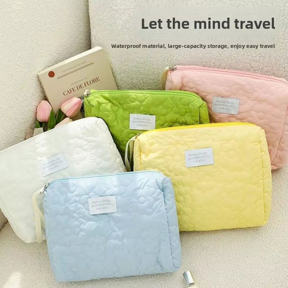 Cosmetic Bags - กระเป๋าเครื่องสำอางลายดอกไม้ใหม่สำหรับผู้หญิง กระเป๋าใส่เครื่องสำอางแบบมีซิป กระเป๋าเดินทาง กระเป๋าใส่ของใช้ในห้องน้ำ กระเป๋าใส่ชุดชั้นในและถุงเท้า