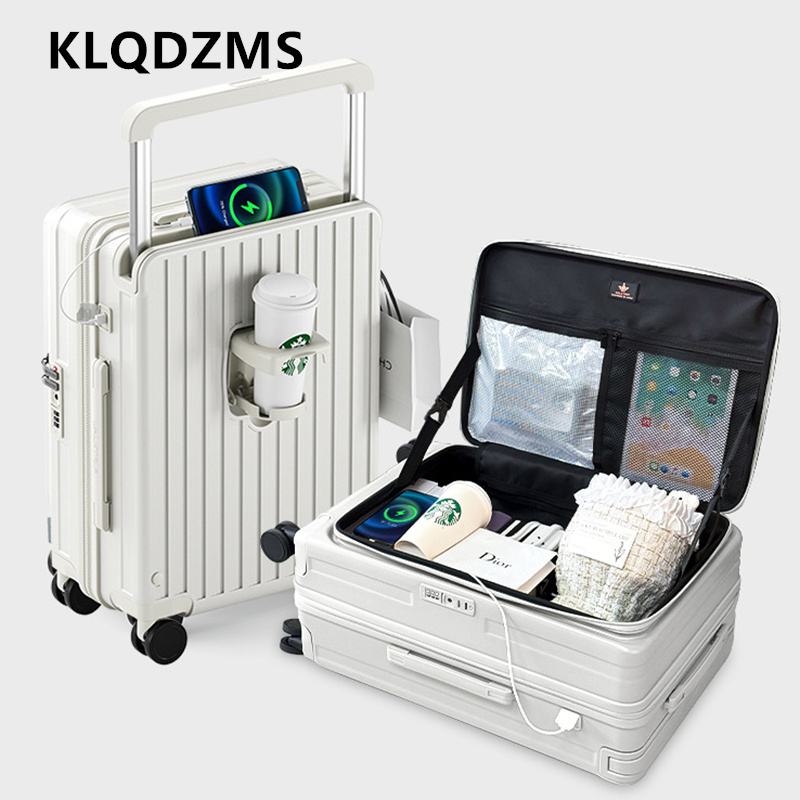 Front Opening Laptop Luggage 24 Inch - กระเป๋าเดินทางแบบชาร์จไฟได้ KLQDZMS กล่องใส่แล็ปท็อปแบบเปิดด้านหน้า กระเป๋าเดินทางแบบมีล้อลากไฟฟ้า ขนาด 20
