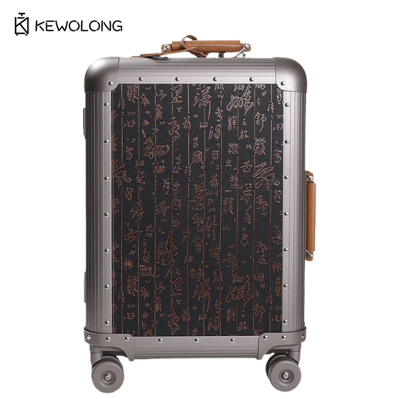 Spinner Wheel Rolling Suitcase 20 Inch - กระเป๋าเดินทางแบบแข็ง อลูมิเนียมแมกนีเซียมอัลลอยด์เต็มรูปแบบ ขนาด 20/24 นิ้ว สไตล์จีน