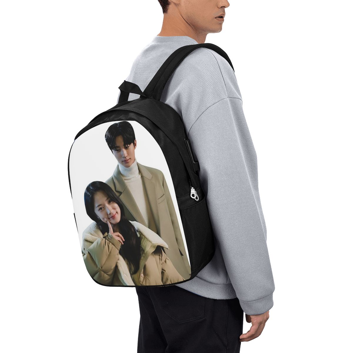 Travel Bags - กระเป๋าเป้สะพายหลังลายแฟนอาร์ต Kdrama Lovely Runner สำหรับเดินทาง ใส่โน้ตบุ๊ก