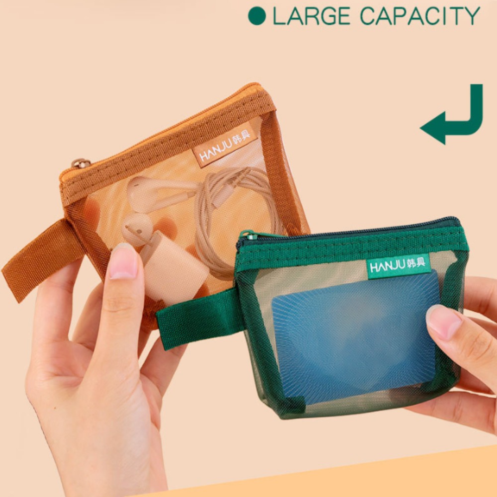 Wallets - กระเป๋าตาข่ายแบบใหม่สำหรับเดินทาง กระเป๋าใส่ของใช้ส่วนตัวขนาดเล็กทำจากไนลอนตาข่าย กระเป๋าสตางค์ตาข่ายทรงสามเหลี่ยม