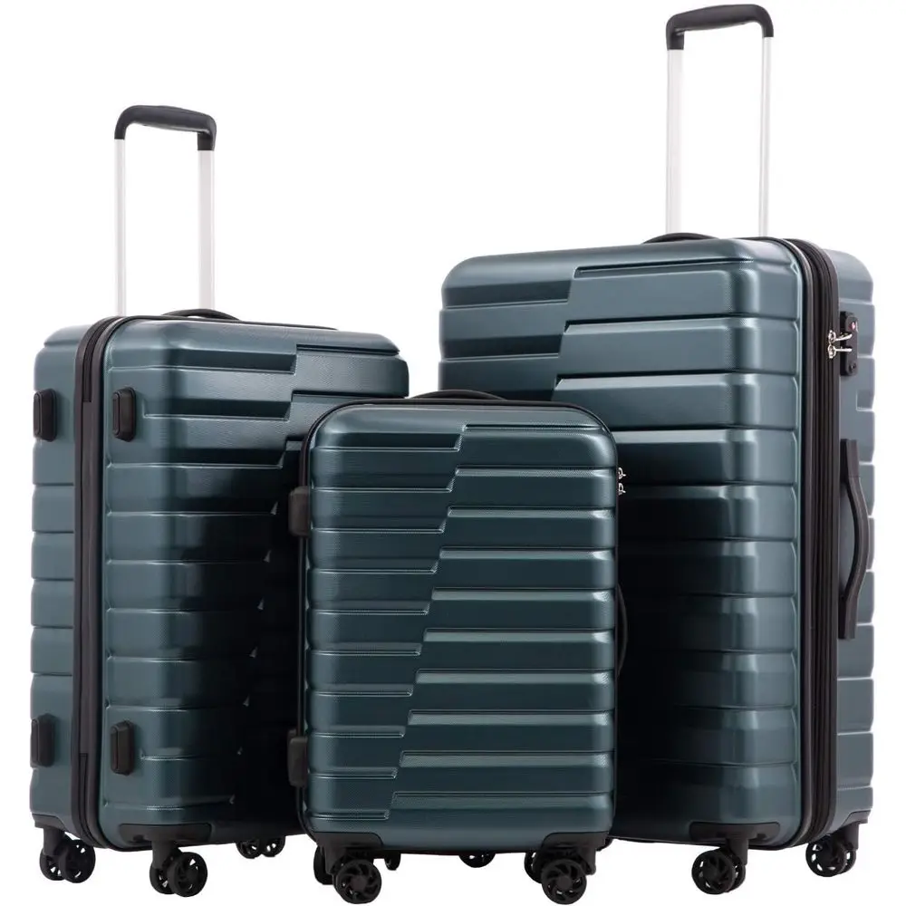 Expandable Hard Shell Luggage Set - ชุดกระเป๋าเดินทางแบบแข็ง 3 ชิ้น, กระเป๋าเดินทางขนาดใหญ่แบบขยายได้, กระเป๋าเดินทางแบบล้อลากน้ำหนักเบา, ระบบล็อค