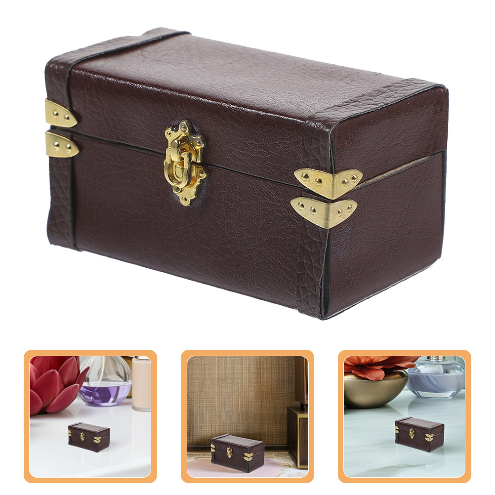 Retro Vintage Trunk Suitcase - 2 ชิ้น กระเป๋าเดินทางวินเทจจิ๋ว กล่องเดินทางย้อนยุค สเกล 1:12