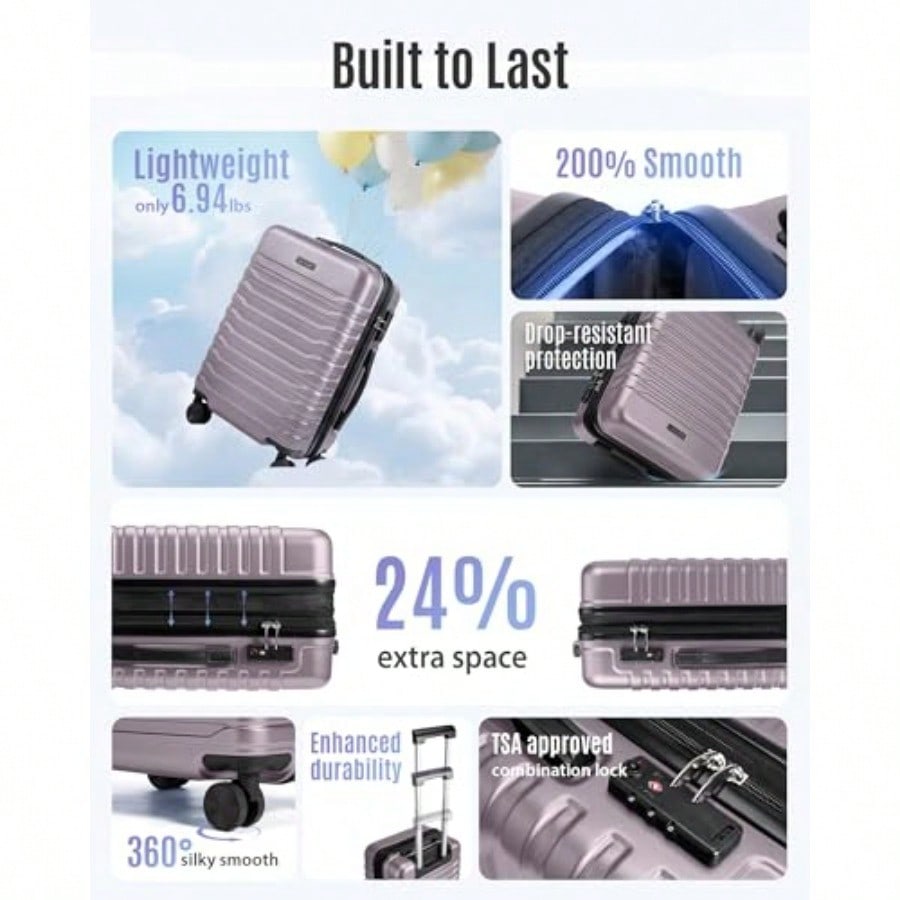 กระเป๋าเดินทางแบบขยายได้ ขนาด  - Spinner Wheel Rolling Suitcase 20 Inch บทวิจารณ์และราคา
