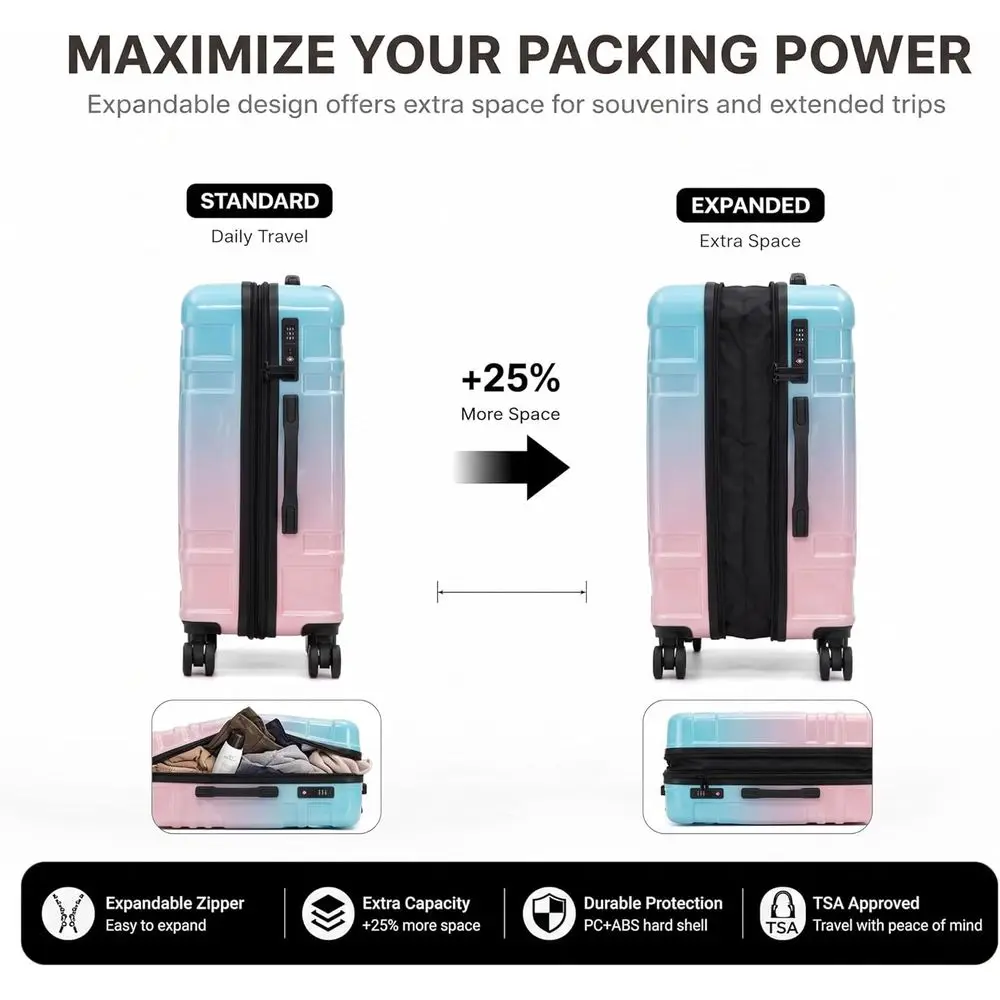 ชุดกระเป๋าเดินทางแบบแข็ง 5 ชิ้ - Expandable Hard Shell Luggage Set บทวิจารณ์และราคา