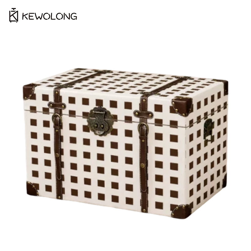 กล่องเก็บของไม้ลายตารางวินเทจ, - Retro Vintage Trunk Suitcase บทวิจารณ์และราคา