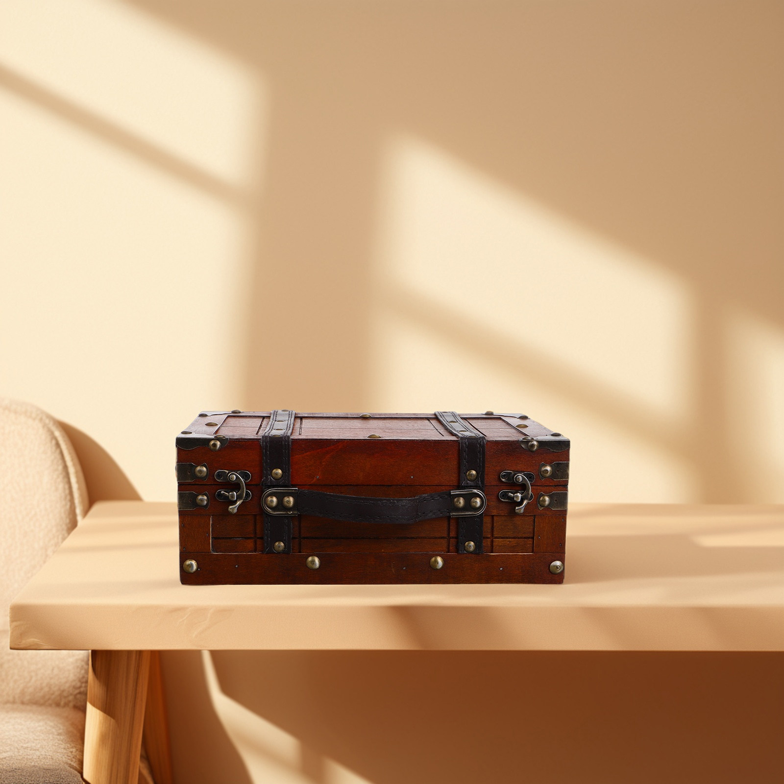 กล่องเก็บของไม้สไตล์วินเทจย้อน - Retro Vintage Trunk Suitcase บทวิจารณ์และราคา