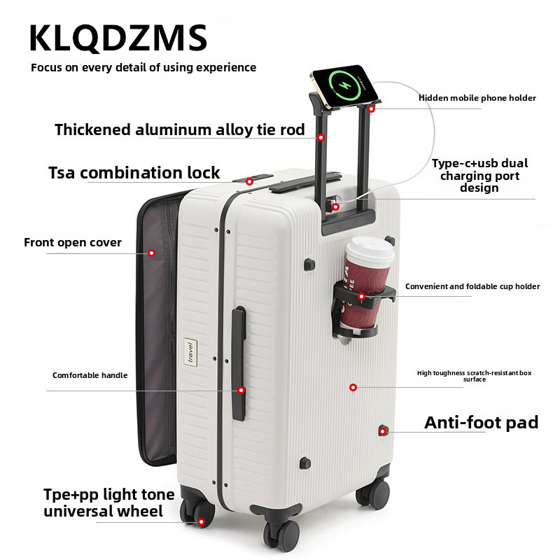 กระเป๋าเดินทางแบบล้อลาก KLQDZM - Front Opening Laptop Luggage 24 Inch บทวิจารณ์และราคา